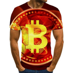 Bitcoin T shirt Men Flame Funny T shirts Red Anime Clothes Retro Shirt Print