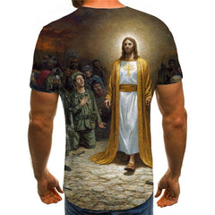 Christian T shirt Men Jesus Tshirts Casual Blood Shirt Print War Funny T shirts