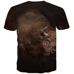 Cattle T-shirt Men Animal Tshirts Casual Black Shirt Print Harajuku T-shirts Graphic - KYKU