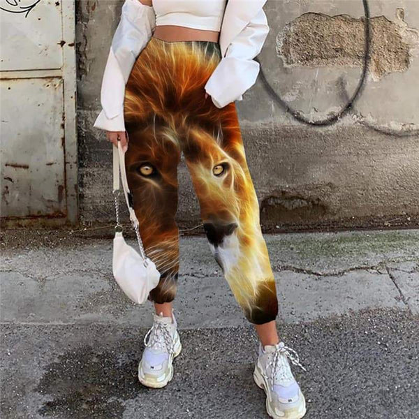 Lion Trousers Women Animal Trouser Anime Casual Pant Galaxy Jogger Pants Universe 3d Printed - KYKU