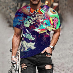 Astronaut T shirt Men Galaxy Anime Clothes Colorful Tshirt Printed Art Shirt Print