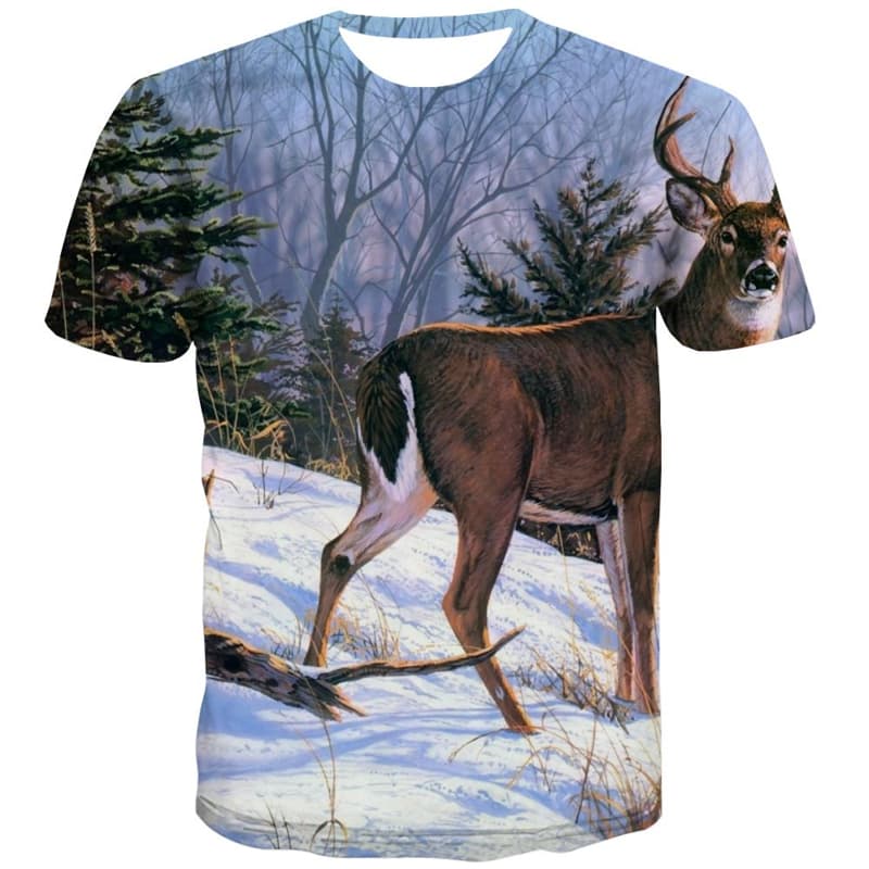 
Animal T shirts Men Deer T-shirts Graphic Forest Tshirt Anime Snow Shirt Print Graffiti Tshirts Novelty
                