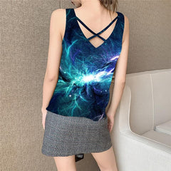 Galaxy Tank-Top women Space Anime Clothes Universe Sleeveless 3d Lightning Vest Printed