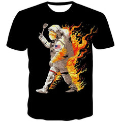 Astronaut T shirt Men Flame Funny T shirts Novel Tshirt Printed Harajuku Tshirts Casual