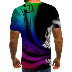 Skull T shirt Men Music Shirt Print Colorful Tshirts Casual Rainbow Anime Clothes