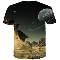 Pluto T-shirt Men Moon Funny T shirts Galaxy Shirt Print Landscape Tshirt Printed