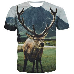 Deer T shirts Men Animal Tshirts Casual Harajuku T-shirts 3d Christmas Tshirt Printed - KYKU