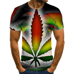 Smoke T shirt Men Colorful Shirt Print Leaves Anime Clothes Colorful Tshirt Printed