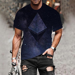 Ethereum T shirt Men Galaxy Tshirts Casual Art Tshirt Printed Funny Shirt Print
