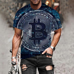 Bitcoin T shirt Men Galaxy T-shirts 3d Abstract Shirt Print Retro Tshirts Casual