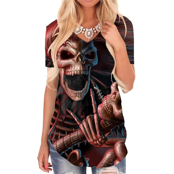 Skull T-shirt women Punk Tshirts Printed Devil Shirt Print Music Funny T shirts