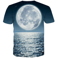 Moon T shirts Men Galaxy Tshirt Anime Sea Tshirt Printed Harajuku Tshirts Novelty