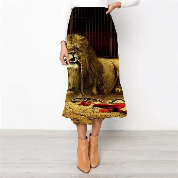 Lion Skirt Women Animal Rock Frauen Anime Skirt Ladies Hip Hop School skirt Rock High waist skirts - KYKU