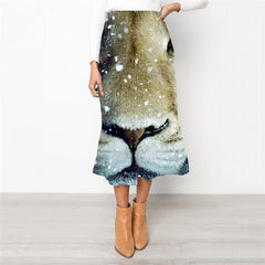 Lion Skirts Women Animal School skirt Anime Skirt Ladies Snowflake Rock Frauen Harajuku High waist skirts - KYKU