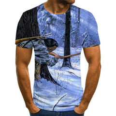 Animal T-shirt Men Hunting Tshirt Printed Landscape Tshirts Casual Snow Anime Clothes