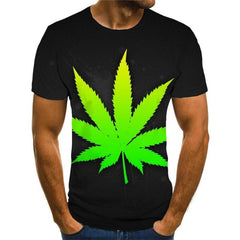 Weeds T shirt Men Green T-shirts 3d Leaves Funny T shirts Short Sleeve summer