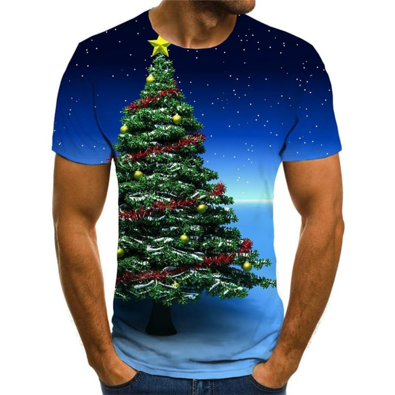 
Christmas T-shirt Men Christmas Tree Tshirt Printed Galaxy Tshirts Novelty
                