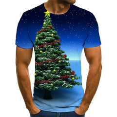 Christmas T-shirt Men Christmas Tree Tshirt Printed Galaxy Tshirts Novelty