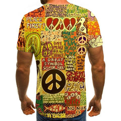 Hippie T shirt Men Animal Tshirt Printed Funny Tshirts Casual Hip Hop T-shirts 3d