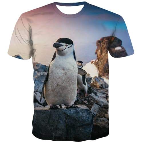 Penguin T shirts Men Animal T-shirts Graphic Lovely Tshirts Cool Street Tshirts Novelty Leisure Tshirt Printed - KYKU