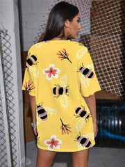 Bee T-shirt Women Animal Funny T shirts Flower Summer Painting Punk Rock
