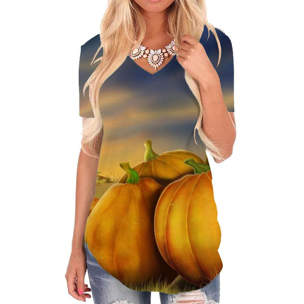 Pumpkin T Shirt Women Halloween Shirt Print Moon T-shirts 3d Harajuku Tshirts Printed