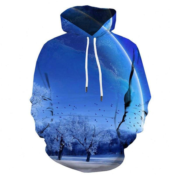 Moon Sweatshirts men Forest Hoodie Print Animal Sweatshirt Printed Galaxy Hoody Anime - KYKU