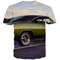 Racing Car T shirts Men Metal T-shirts 3d City Tshirt Printed Gray Tshirts Casual Retro Tshirt Anime