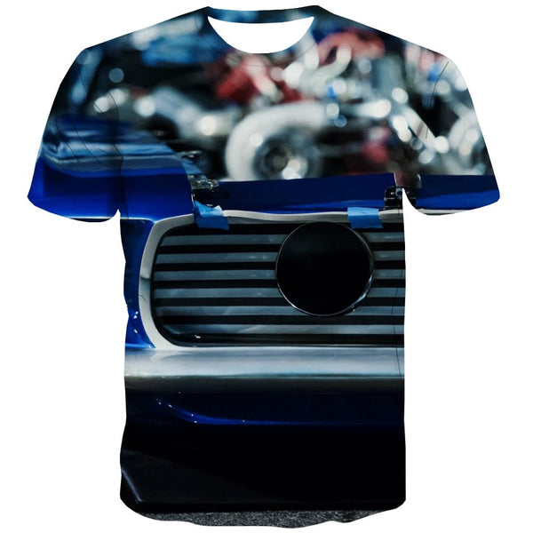 Racing Car T-shirt Men Metal Shirt Print City T shirts Funny Gray T-shirts 3d Retro Tshirt Printed