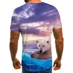 Bear T shirt Men Animal Shirt Print Landscape Tshirts Casual Cloud Anime Clothes