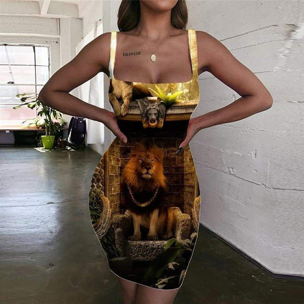 Lion Dress Women Animal Vestido Sexy Anime Bodycon Dress Family Ladies Dresses Forest Sundress - KYKU