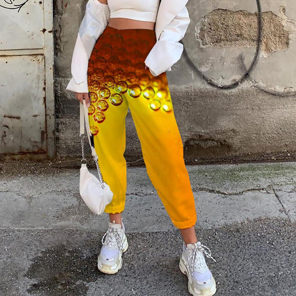 Geometric Trousers Women Psychedelic Trouser Vortex Jogger Pants Honeycomb 3d Printed Honey High Waist Pants - KYKU