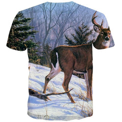 Animal T shirts Men Deer T-shirts Graphic Forest Tshirt Anime Snow Shirt Print Graffiti Tshirts Novelty