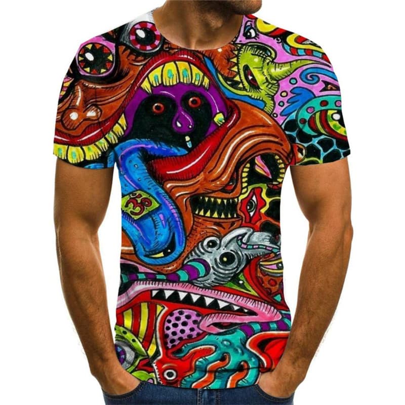 
Hippie T shirt Men Funny Shirt Print Colorful Tshirt Printed Harajuku Anime Clothes
                