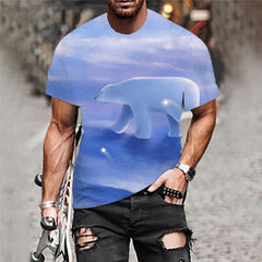 Bear T-shirt Men Animal Funny T shirts Star Anime Clothes Love Tshirt Printed