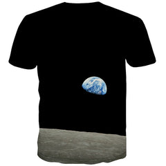 Earth T-shirt Men Space Tshirt Anime Black Tshirts Casual Short Sleeve Fashion
