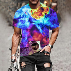 Astronaut T-shirt Men Nebula Tshirt Printed Colorful Tshirts Casual Space T-shirts 3d