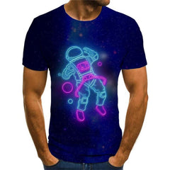 Astronaut T shirt Men Space Tshirts Casual Universe Tshirt Printed Black T-shirts 3d