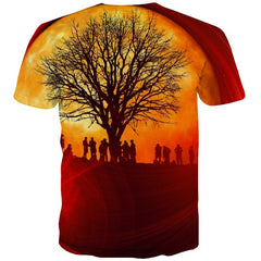 Moon T shirts Men Flame Tshirt Printed Tree T-shirts Graphic Abstract Shirt Print