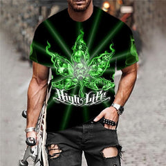 Weeds T-shirt Men Skull Funny T shirts Green T-shirts 3d Smoke Cloud Tshirt Printed