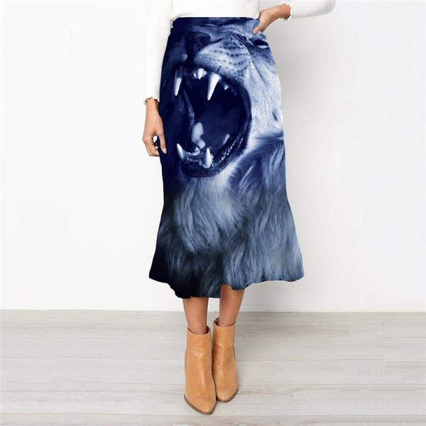 Lion Skirt Women Animal High waist skirts Anime School skirt Harajuku Skirt Ladies Ferocious Rock Frauen - KYKU