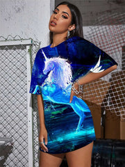Horse T Shirt Women Animal Punk Rock Painting Funny T shirts Harajuku Tshirt Printed