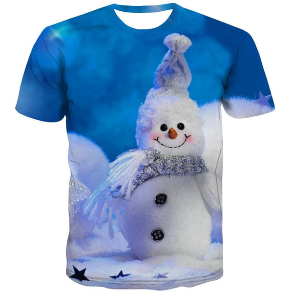 Snowman T-shirt Men Christmas Shirt Print Party Tshirt Anime Lovely T-shirts 3d