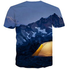 Camping T-shirt Men Sunset Tshirt Anime Forest Tshirts Novelty Flame T shirts Funny