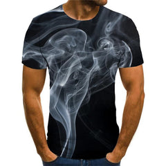 Smoke T-shirt Men Abstract Anime Clothes Psychedelic Tshirts Casual Black T-shirts 3d