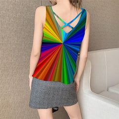 Colorful Tank Top Women Abstract Vest Printed Street Vest Print Dizziness Anime Clothes