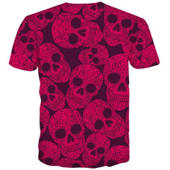 Skull T shirt Men Rose Red Tshirt Printed Skeleton Anime Clothes Hip Hop T-shirts 3d