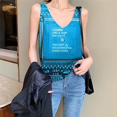 Motherboard Tank Top Women Technology Anime Clothes Letter Sleeveless 3d Funny Tank Tops Casual