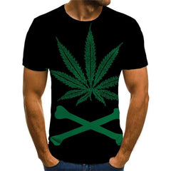 Leaves T shirt Men Bone Funny T shirts Black Tshirts Casual Harajuku Anime Clothes