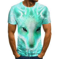 Wolf T shirt Men Animal Shirt Print War Tshirts Casual Flame T-shirts 3d